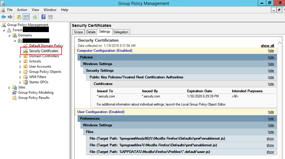 gpo via certificate apply How SSL push with to Securly the Active certificate